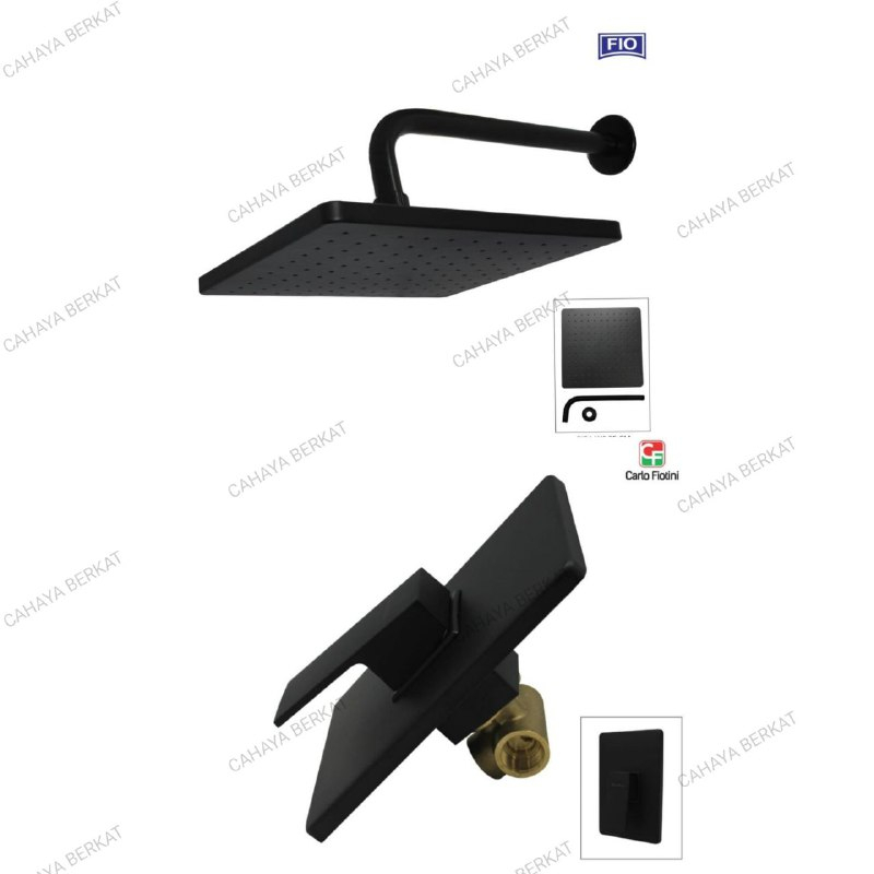 Paket Wall Shower Tanam Black / Hitam + Stop Kran Tanam Panas Dingin PROMO