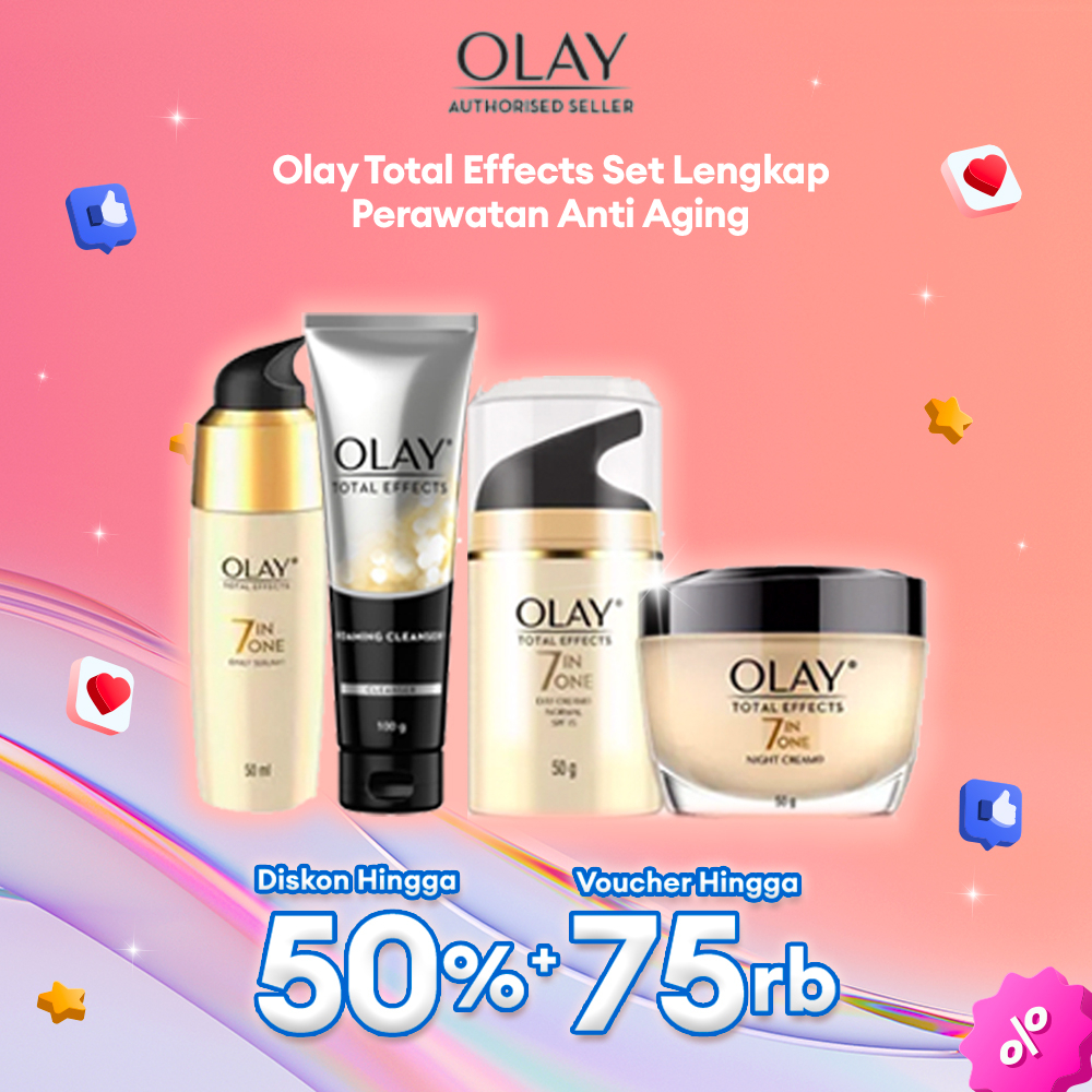 Olay Total Effects Set Lengkap Perawatan Kulit Normal - Krim Pelembab, Serum Wajah, Sabun Muka