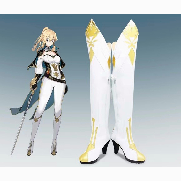 Genshin Impact Jean Gunnhildr Cosplay Boots High Heel PU Leather Shoes Halloween Cosplay Prop Custom