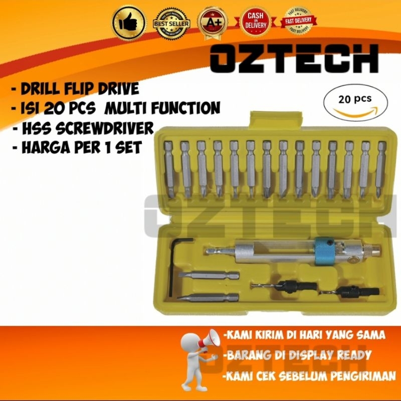 Jual drill flip drive kit 2 in 1 / obeng set manual / matabor manual