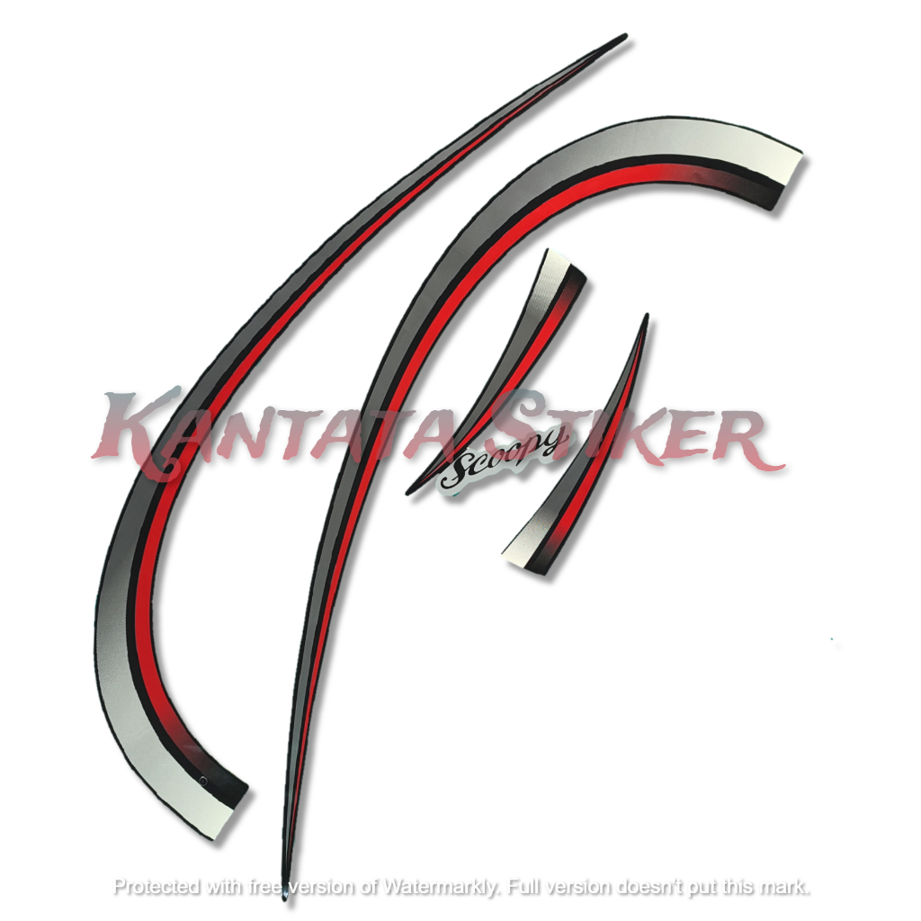 STIKER STRIPING LIS LES BODY MOTOR SCOOPY 2012 KARBU HITAM MERAH STANDAR FULL SET