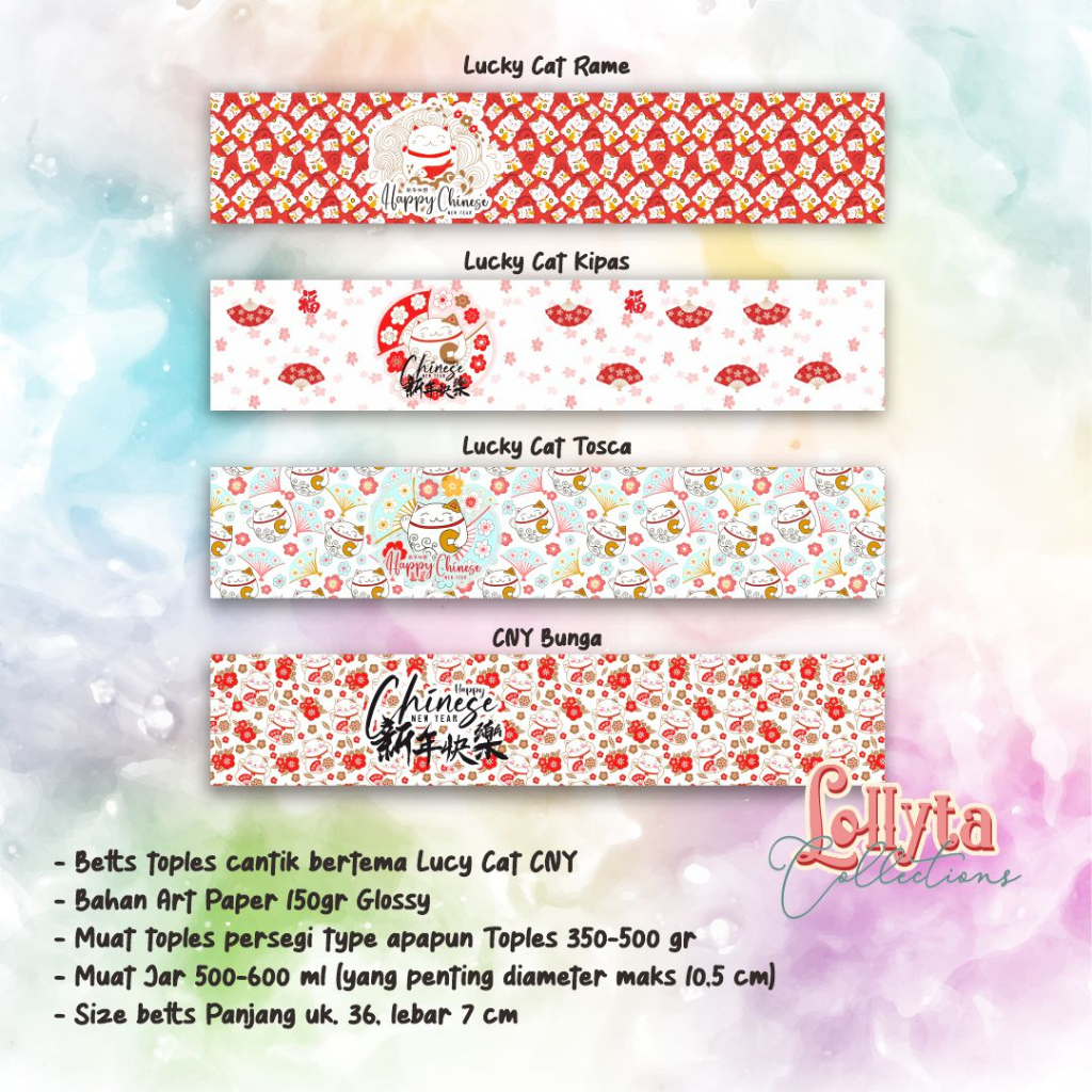 

Belts Paper toples persegi 350 - 500gr / toples Jar 500-600 ml Tema Lucky Cat CNY - 1 set isi 4
