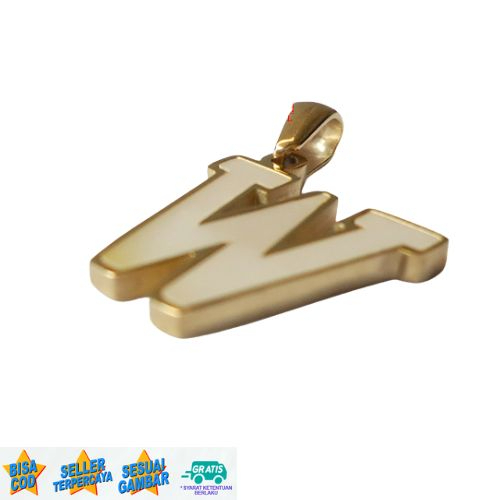 Liontin Titanium Anti Karat Tanpa Kalung Inisial Huruf W,V Liontin Shell Warna Gold - Lovelybutik