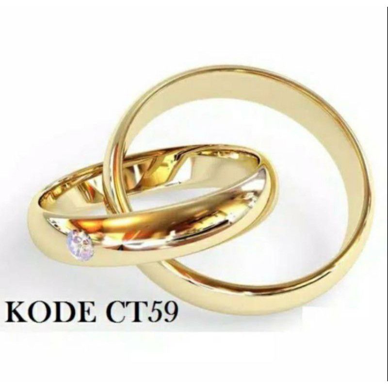 CINCIN TITANIUM SILVER PERMATA SATU COUPLE PRIA WANITA(harga satuan)