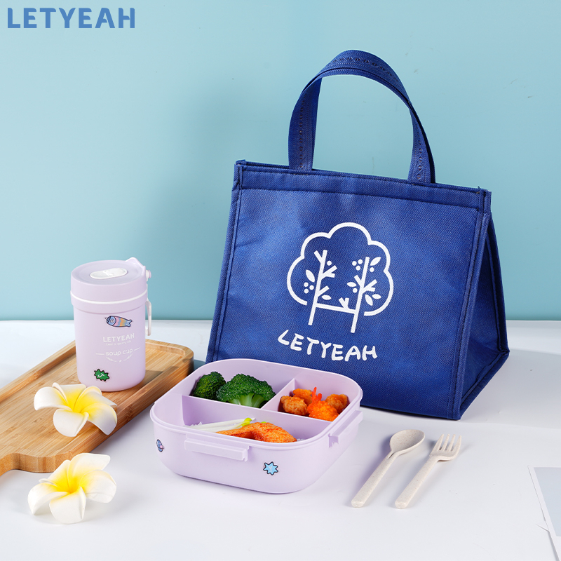 letyeah 1300ml Kotak bekal makan lunch box set /tempat makan anak set tas bekal /330ml cangkir sup /BPA free