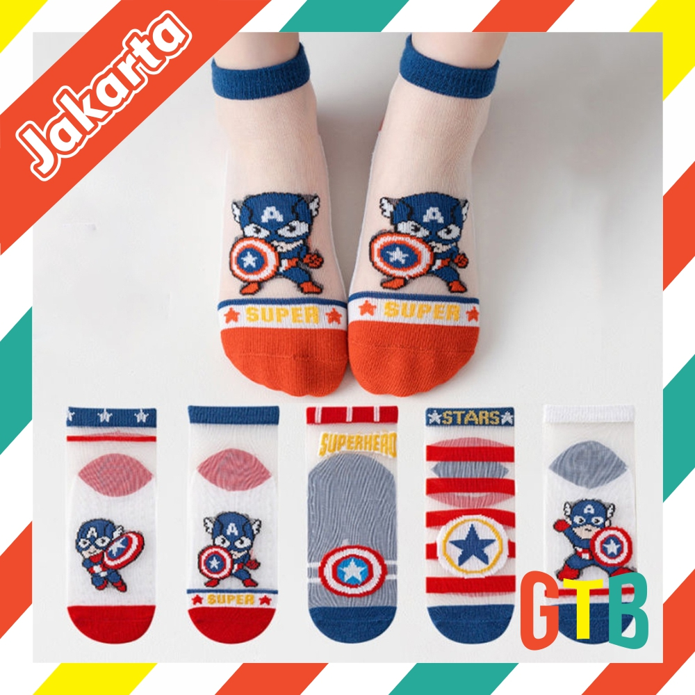 GTB Kaos Kaki Anak Motif Captain America Transparan Kaus Kaki Bayi Lucu KK046