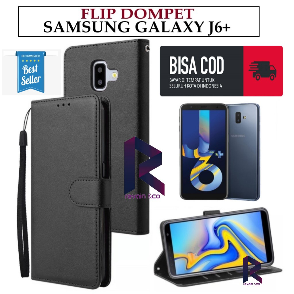 FLIP COVER SAMSUNG GALAXY J6 PLUS FLIP WALLET LEATHER KULIT PREMIUM SARUNG BUKA TUTUP KESING HP FLIP CASE SAMSUNG J6+