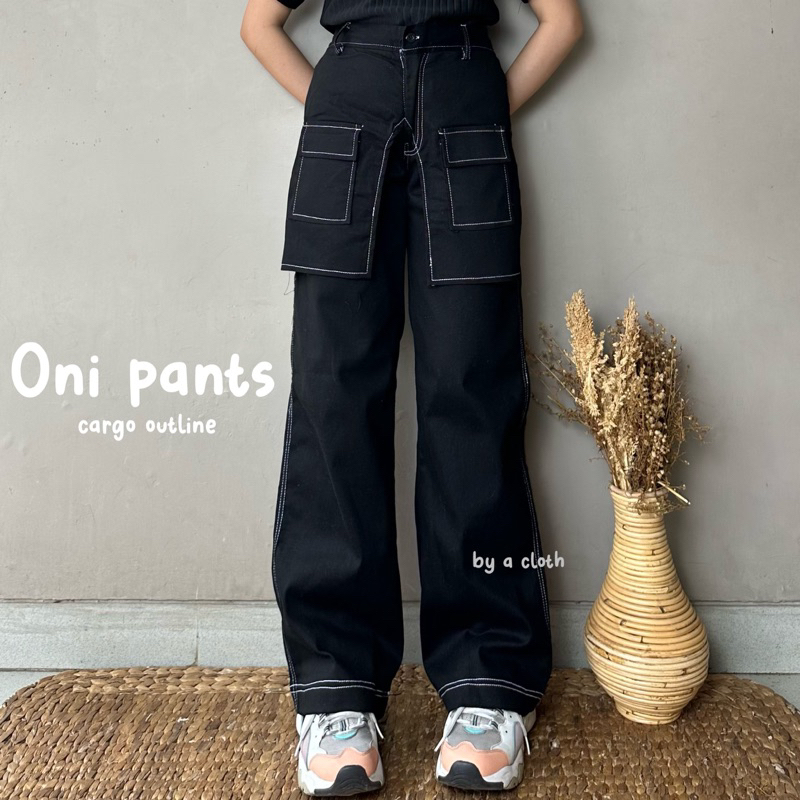 Oni Cargo Pants - Highwaist Loose Cargo - Celana Kargo Wanita - Baggy Pants - Pants Outline