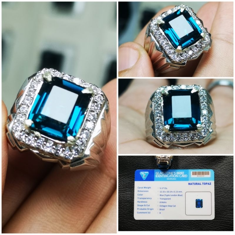 CINCIN BATU PERMATA NATURAL BLUE THOPAZ  MEMO ACC