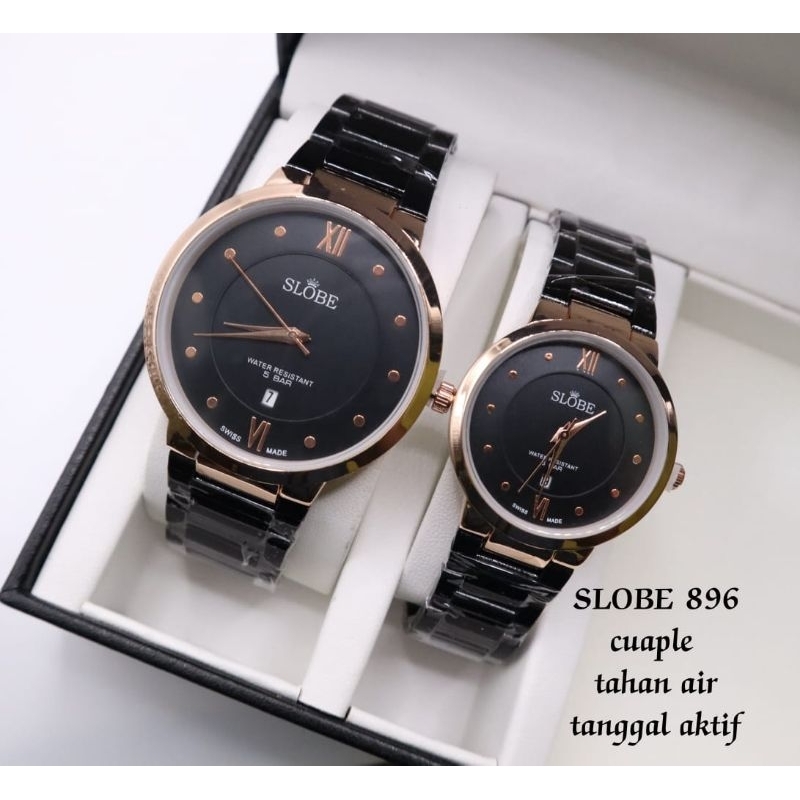 Jam Tangan Couple Original SLOBE9E /Jam Tangan Pasangan Anti Air Free Bok