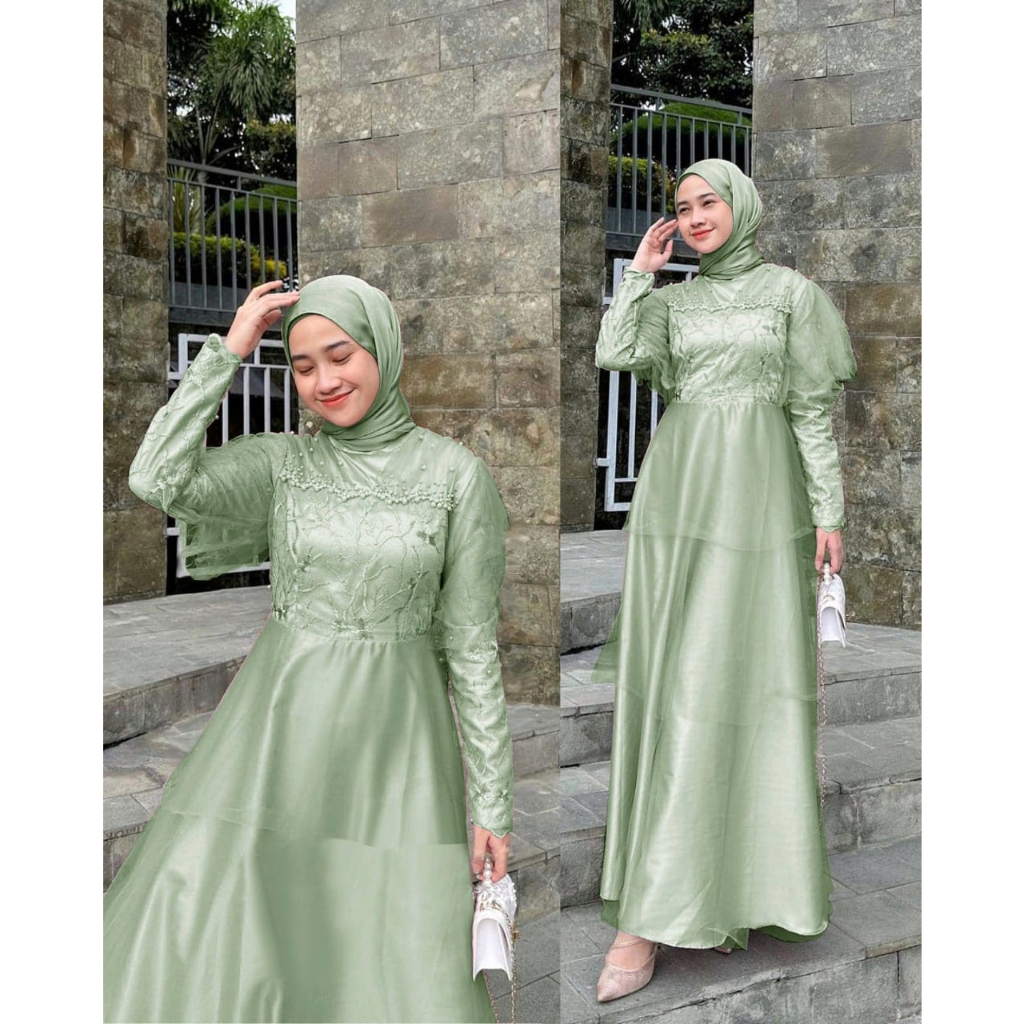 MAXY HAFIZA FASHION PAKAIAN WANITA DRESS GAMIS MAXI GAUN BAHAN VELVET KOMBI BRUKAT MR