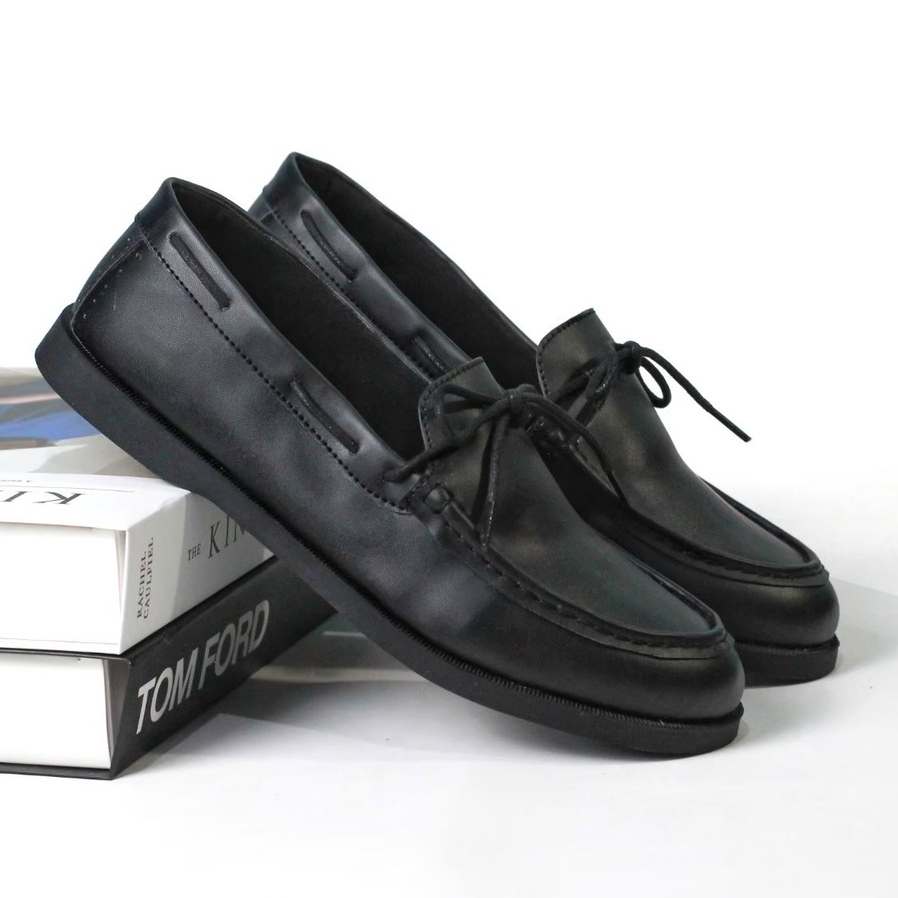 ELDER BLACK - Sepatu Loafers Pria Kulit Kasual Klasik Formal Kerja Kuliah Pria/Cowok - Loafer