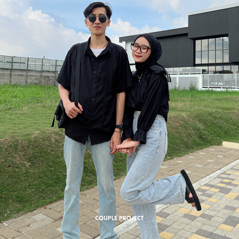 COMFY BLACK COUPLE SET BAJU COUPLE PASANGAN/ KEMEJA COUPLE PASANGAN BY COUPLE PROJECT