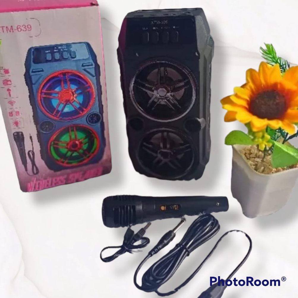 SPEAKER KARAOKE BLUETOOTH XTM 639 - SPEAKER LED GRATIS MIC TERLARIS