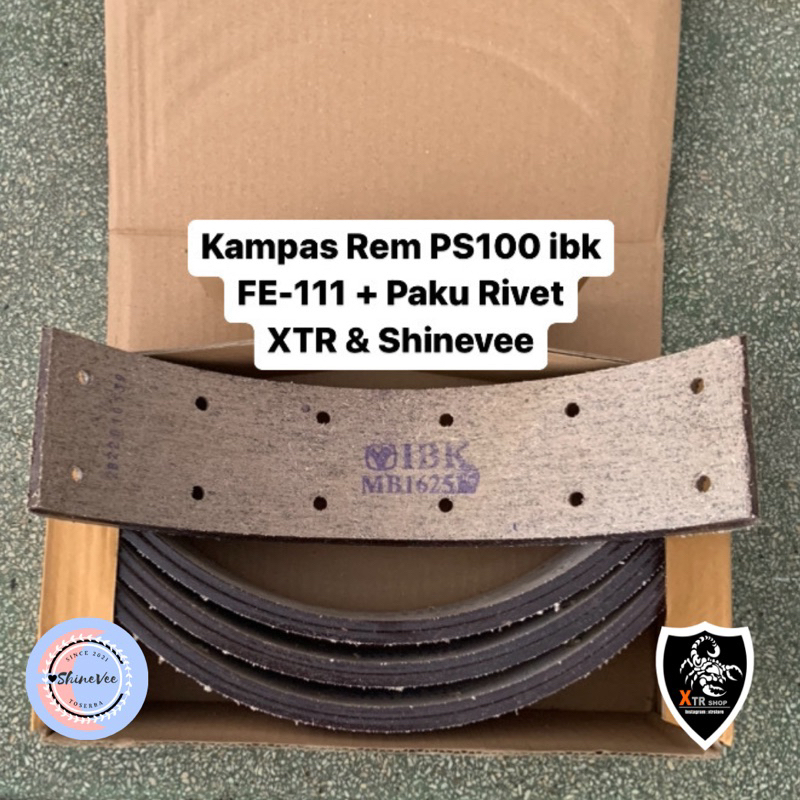 Kampas Rem PS100 IBK FE-111 + Paku kampas Rivet Brake Linning Coltdiesel FE111