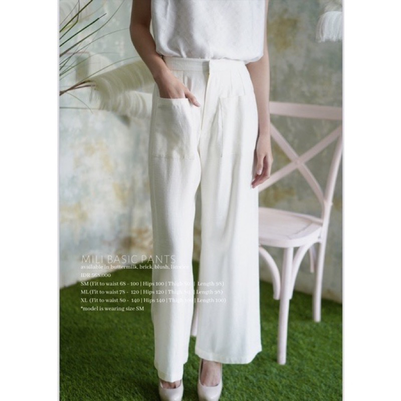 New with Tag Novere x Mmehuillet Mili Basic Pants Buttermilk SM