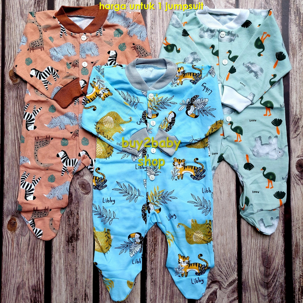 Libby Baby terbaru jumper baju kodok bayi model kaki tertutup 0-3 Bulan 1 PCS