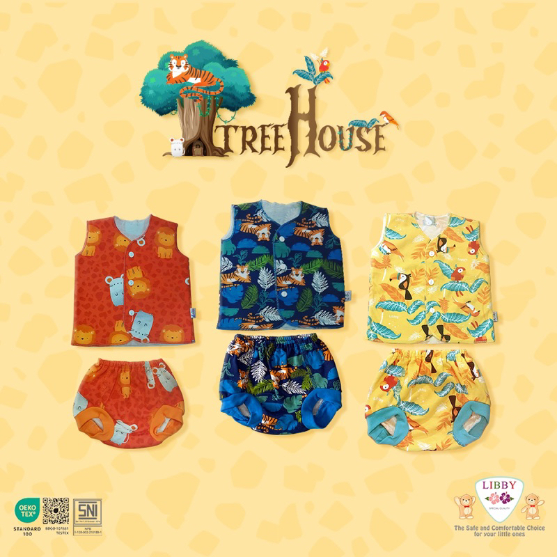 Libby Baby Setelan Kutung motif  BEN VOYAGE/BABY COLLECTION/SUMMER GAMES New Born/Libby Motif The Enchanted Wild- libby baju bayi murah 1 stel