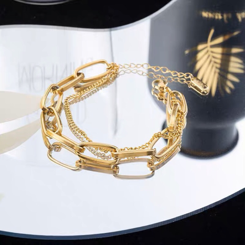 Gelang Titanium 2 Layer Sisik Naga Elegan Korea Fashion Style