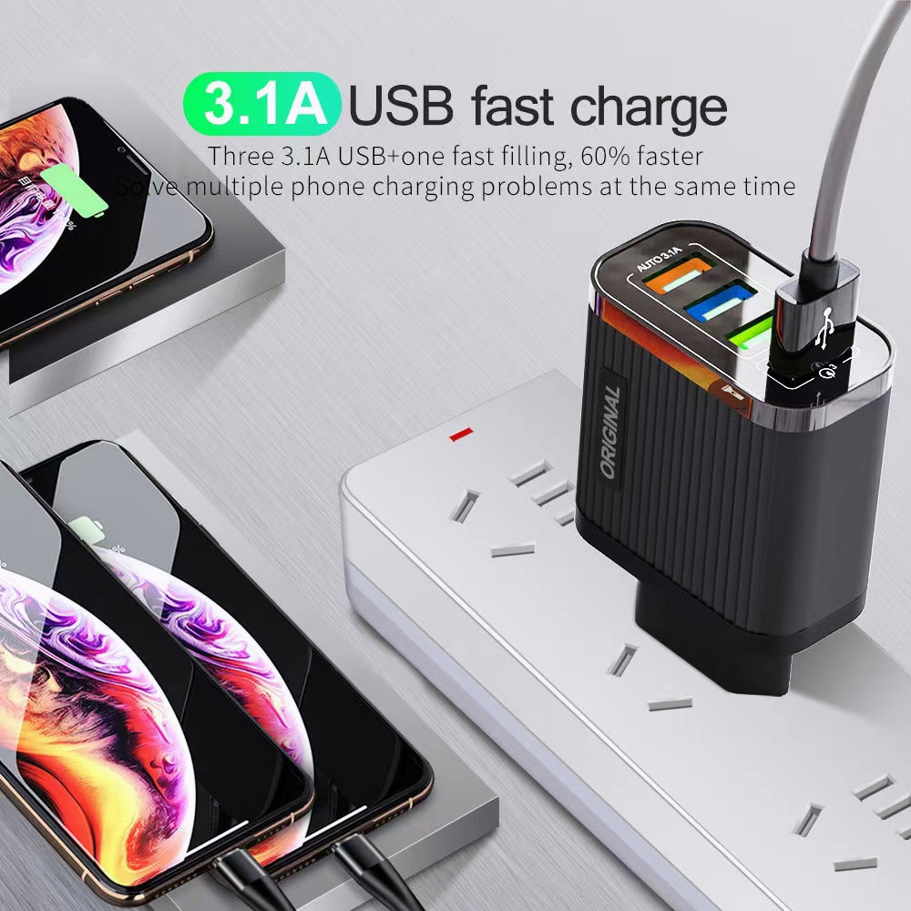 【CA025】[GROSIR/COD] fast charge Adaptor pengisi daya USB QC 3.0 4 port tidak mendukung pengisian cepat