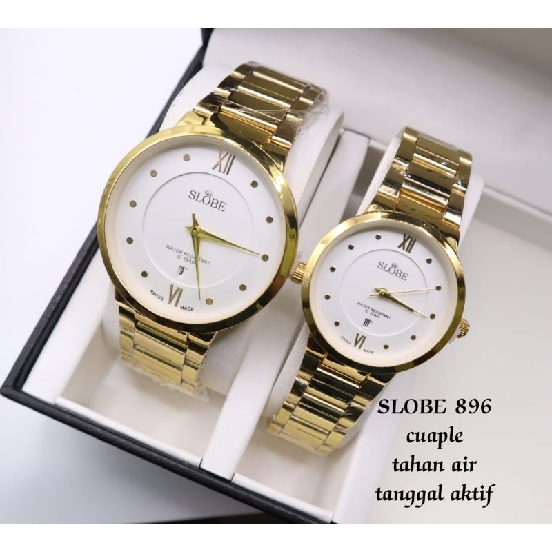 Jam Tangan Couple Original SLOBE9E /Jam Tangan Pasangan Anti Air Free Bok