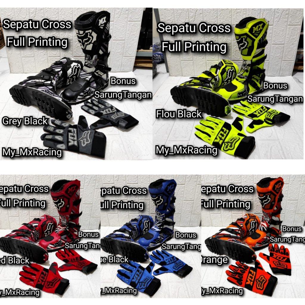 Sepatu Cross Trail bots safety printing plus tas sepatu Terlaris Free Glove