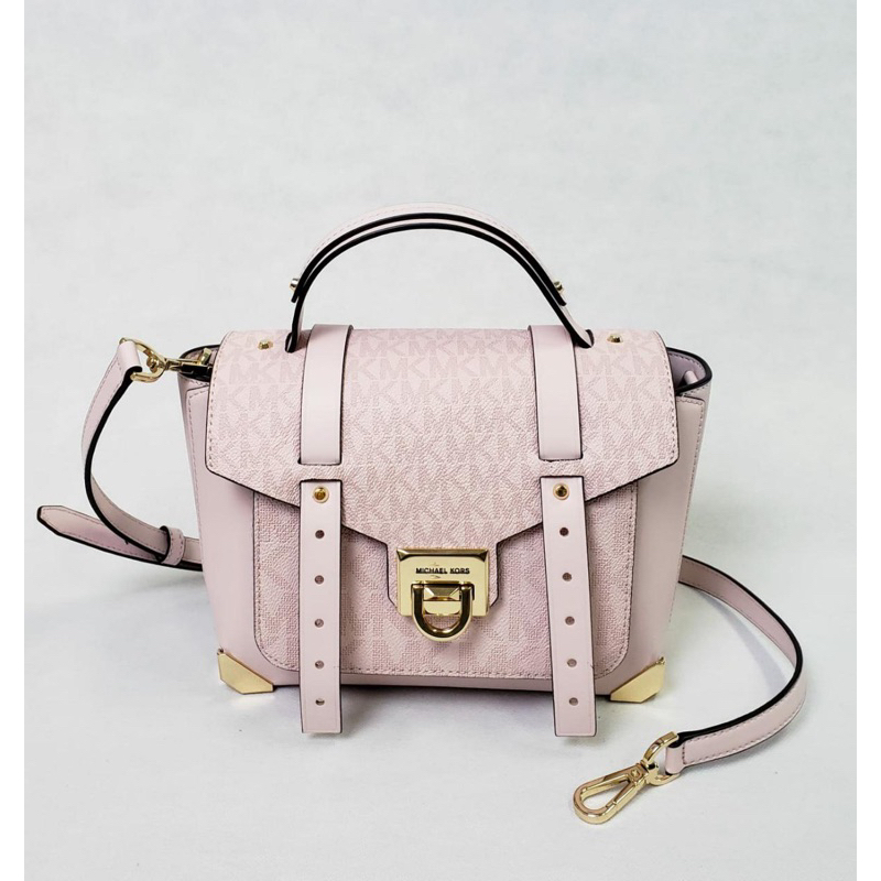 Tas Michael Kors Original MK Manhattan Medium Satchel Leather Sign Pink Powder Blush