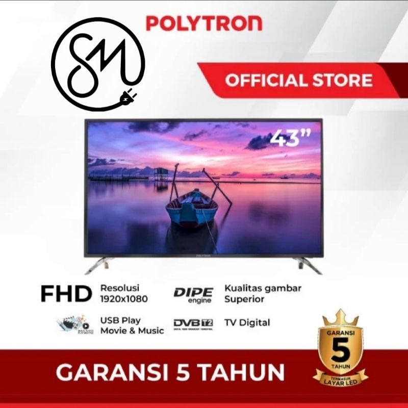 LED TV Polytron PLD 43V7153 43V8953 43 inc inch digital
