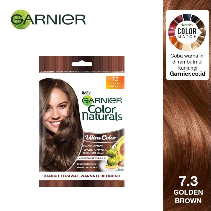 Garnier Hair Color Pewarna Rambut 7.3 Golden Brown Sachet