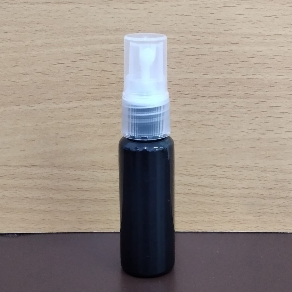 Botol plastik PET 20ml BR hitam tutup spray