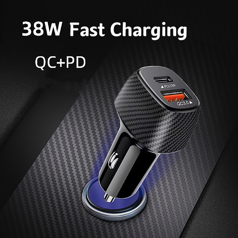 Car Charger Mobil Charger Motor Fast Charging 2 Output usb A+usb C