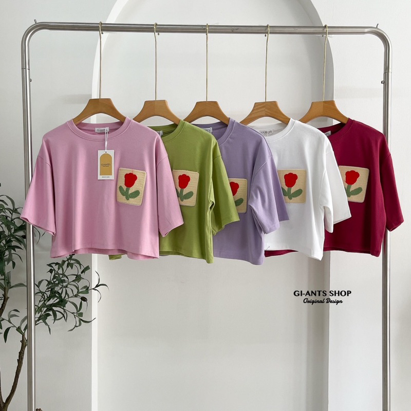 ATASAN GIANTS BASIC MODEL CROP MOTIF BUNGA KAOS CROP IMPORT BANGKOK (BJGB427)