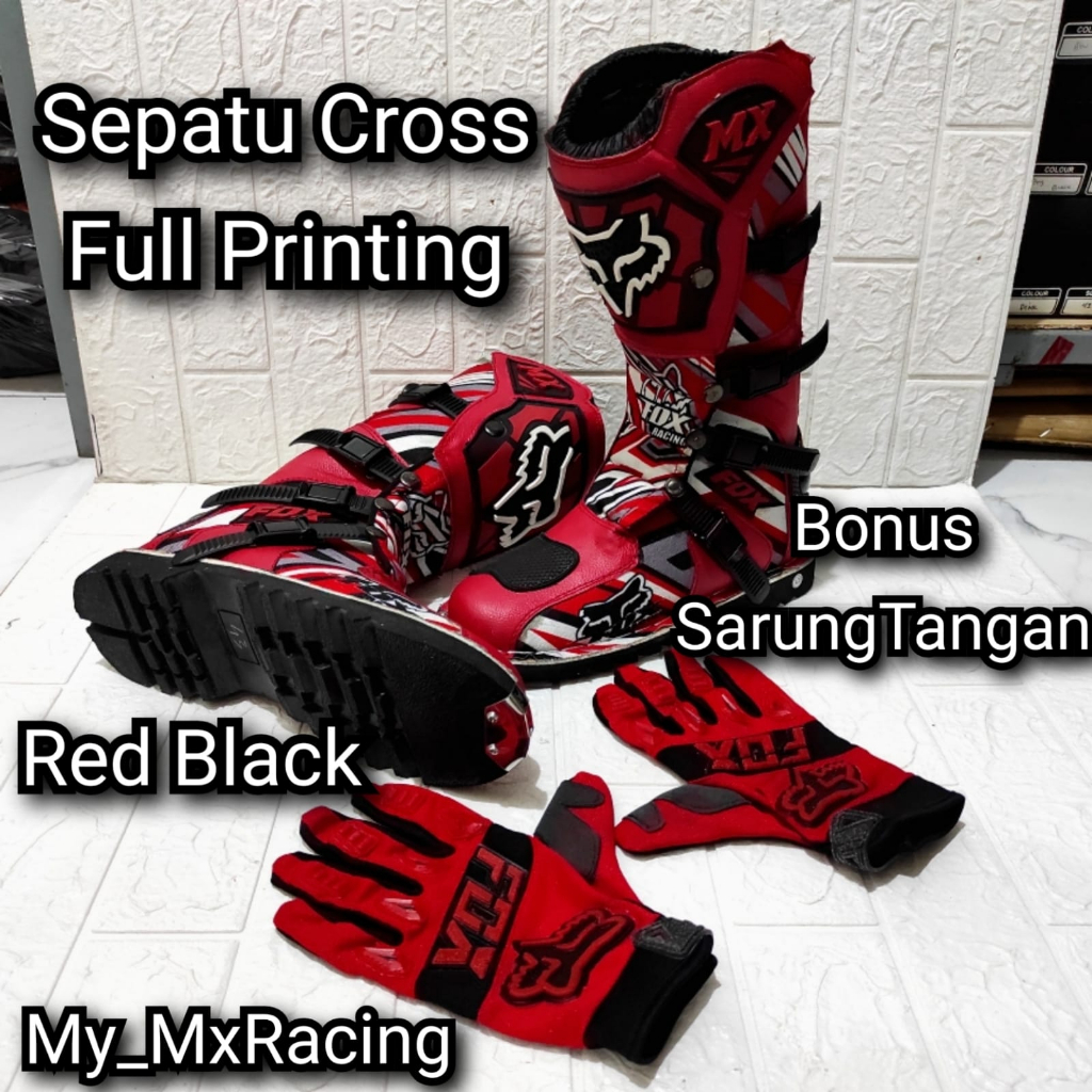 Sepatu Cross Trail bots safety printing plus tas sepatu Terlaris Free Glove