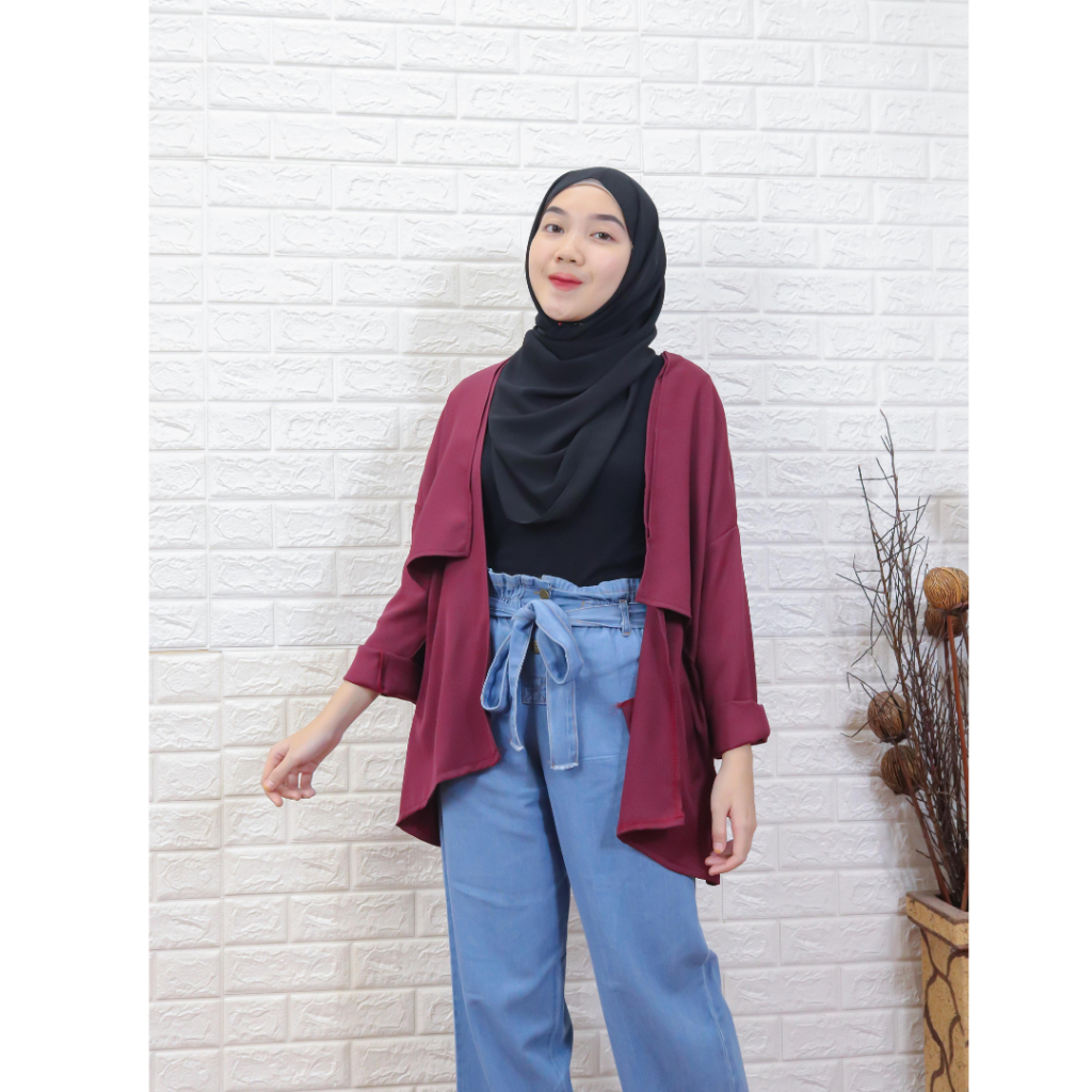 Outwear Jaket Cardigan Jane Outer Polos Lengan Panjang Wanita Cewek Ala Korean Style