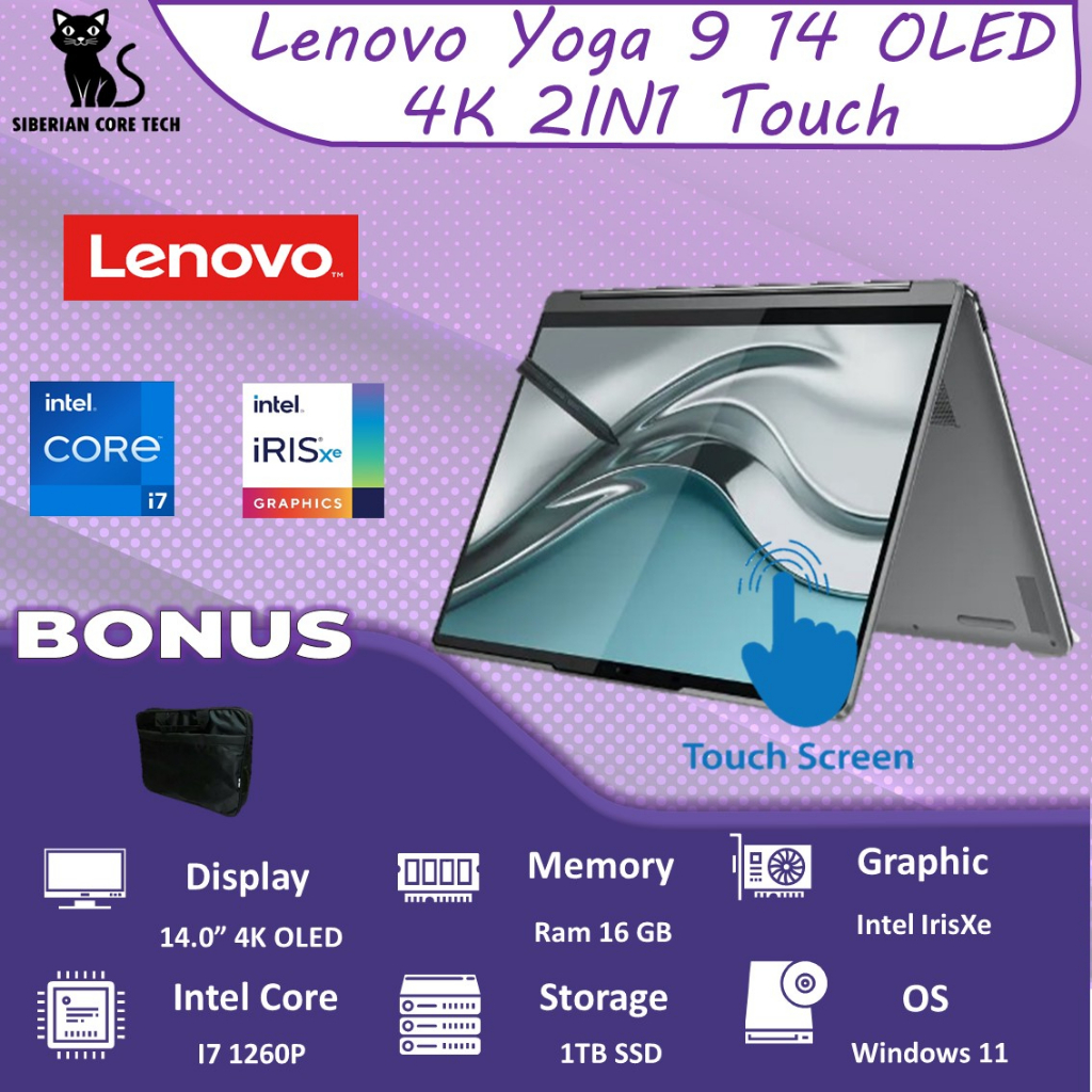 LENOVO YOGA 9 14 OLED 4K UHD 2IN1 TOUCH i7 1260P 16GB 1TBSSD W11 14.0 IPS