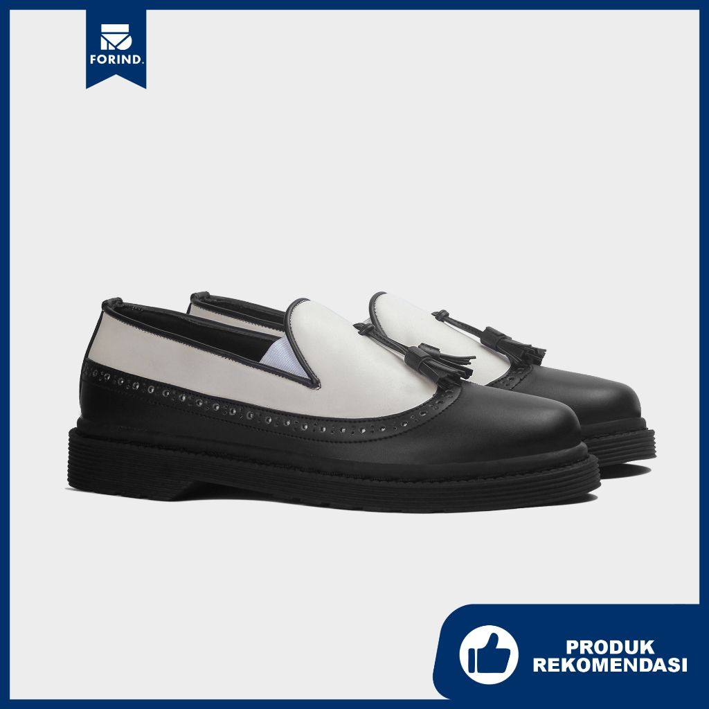 Nirankara Black White Two Tone | Sepatu Slip On Hitam Tanpa Tali Loafers Pria Casual Kerja Formal Kantor Original Laki | FORIND x Satmata