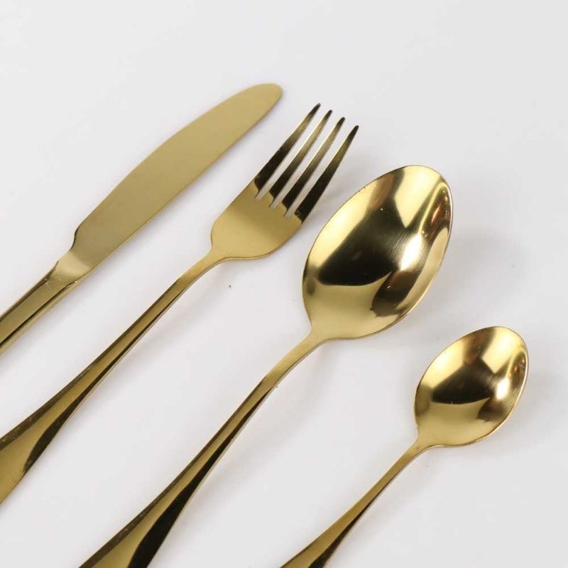 TaffHOME Set Perlengkapan Makan Sendok Garpu Pisau Cutlery 24 PCS - TW824 Gold