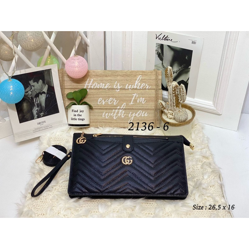 Clutch 3 Ruang Wanita 2136L Caviar Premium