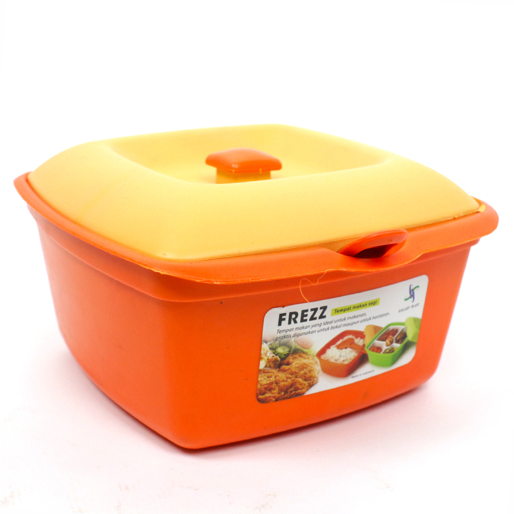 DM - Frezz Tempat Bekal Makan Persegi Susun 2 Sekat + Plus Free Sendok Random Color