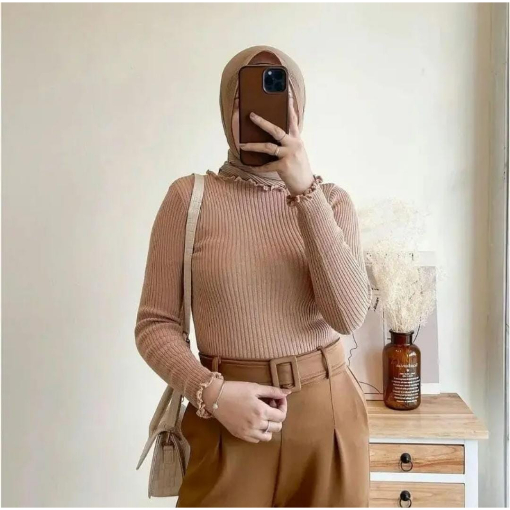 Turtleneck Daisycurly inner knit / blouse dalaman rajut keriwil / knitwear premium