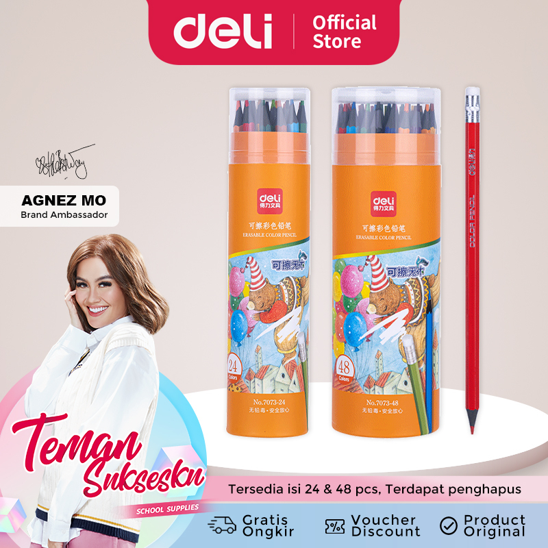 

Deli Erasable Colored Pencil / Pensil Warna dapat di hapus Warna Terang 7073