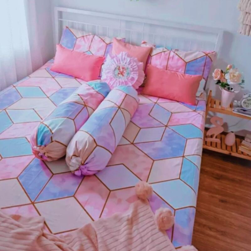FLASH SALE SPREI MARBLE PINK ready ukuran 90x200 sampai 200x200 tinggi 20cm sprei ujung karet bahan 