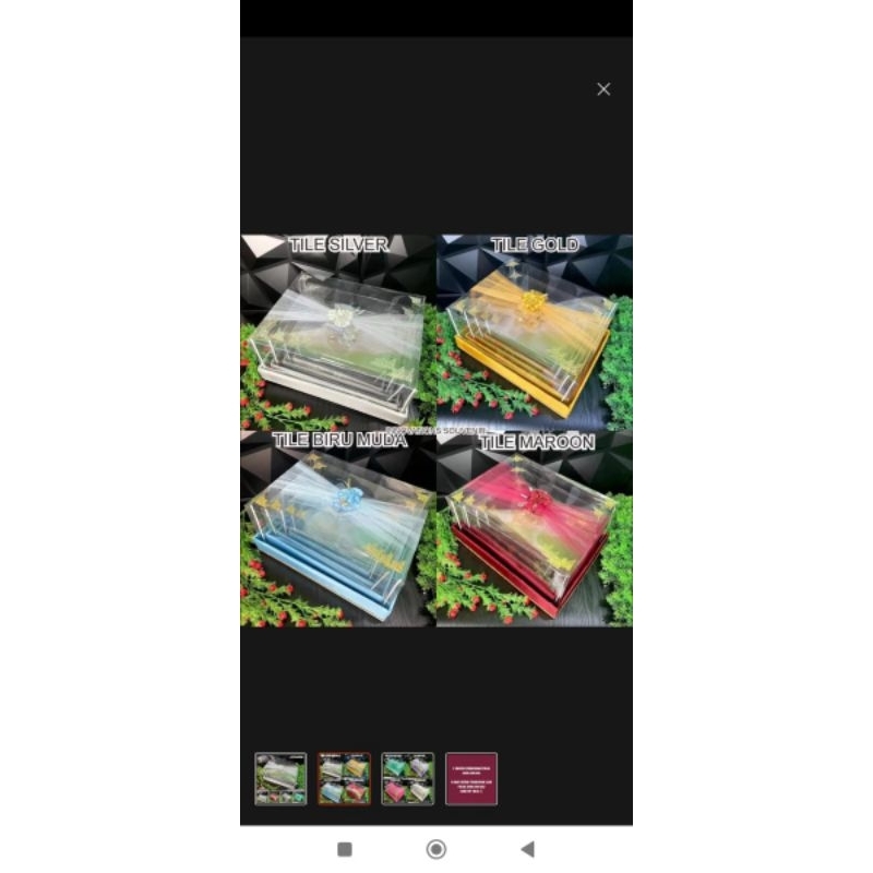

PARCEL HANTARAN PERNIKAHAN/LAMARAN ISI 4pcs PLUS TUTUP MIKA BERHIAS TILE