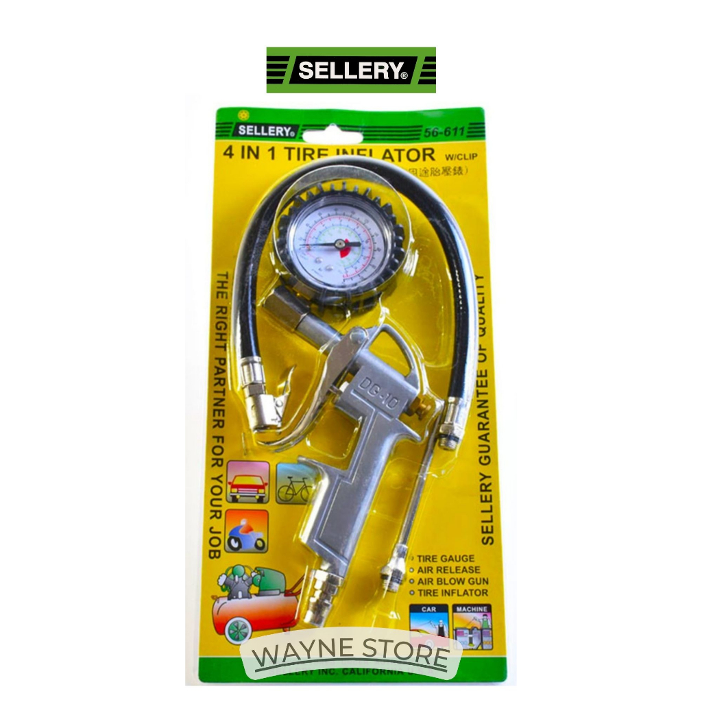 4 IN 1 TIRE INFLATOR SELLERY / PENGISI DAN PENGUKUR ANGIN 56-611