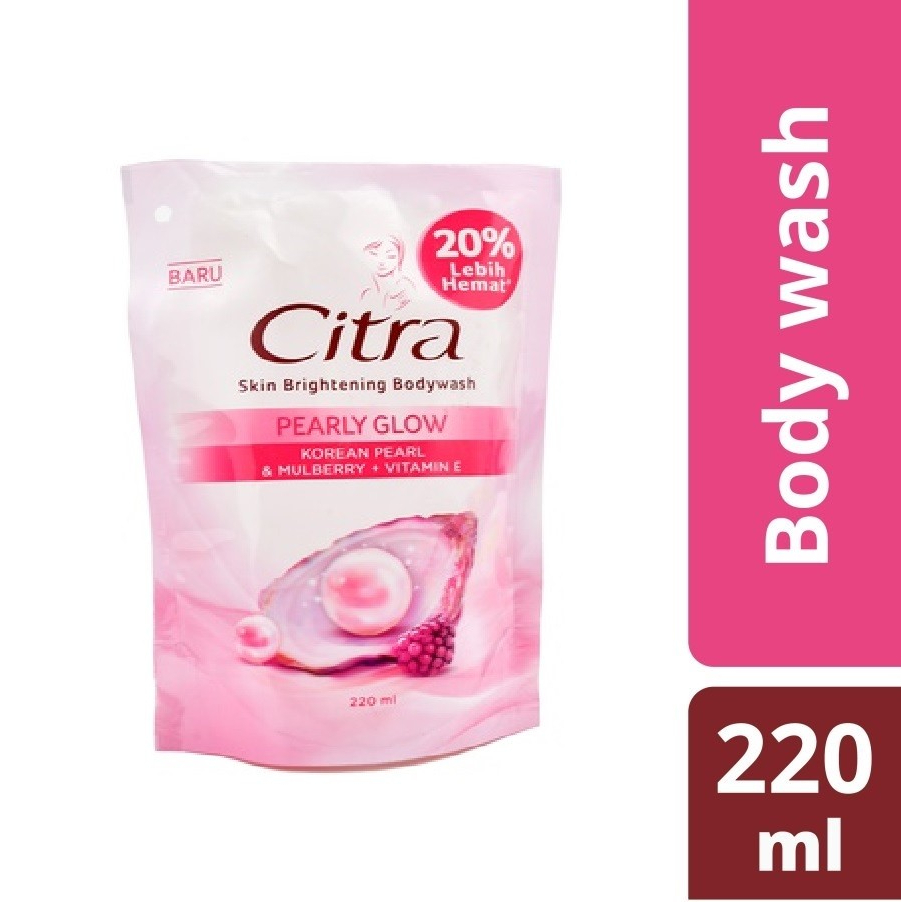 CITRA Body Wash 220ml Pearl Glow Korean Pearl &amp; Mulberry + Vit E