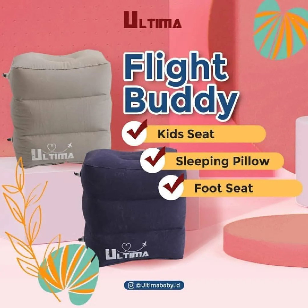 ULTIMA Flight Buddy inflateable foot rest Blue mirip plane pal jet kid kooshy fly tot (FREE pompa)