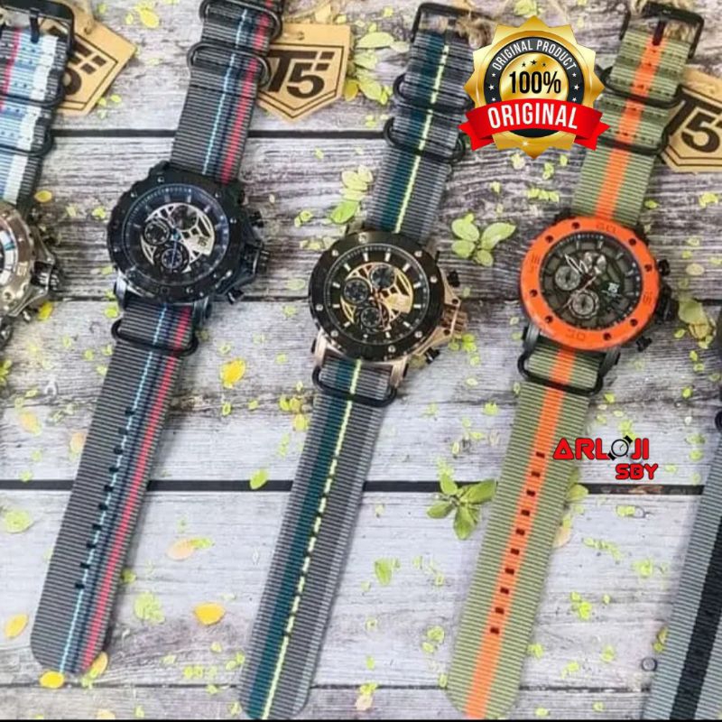 T5 H 3946G JAM TANGAN PRIA ORIGINAL TAHAN AIR TALI NYLON CANVAS