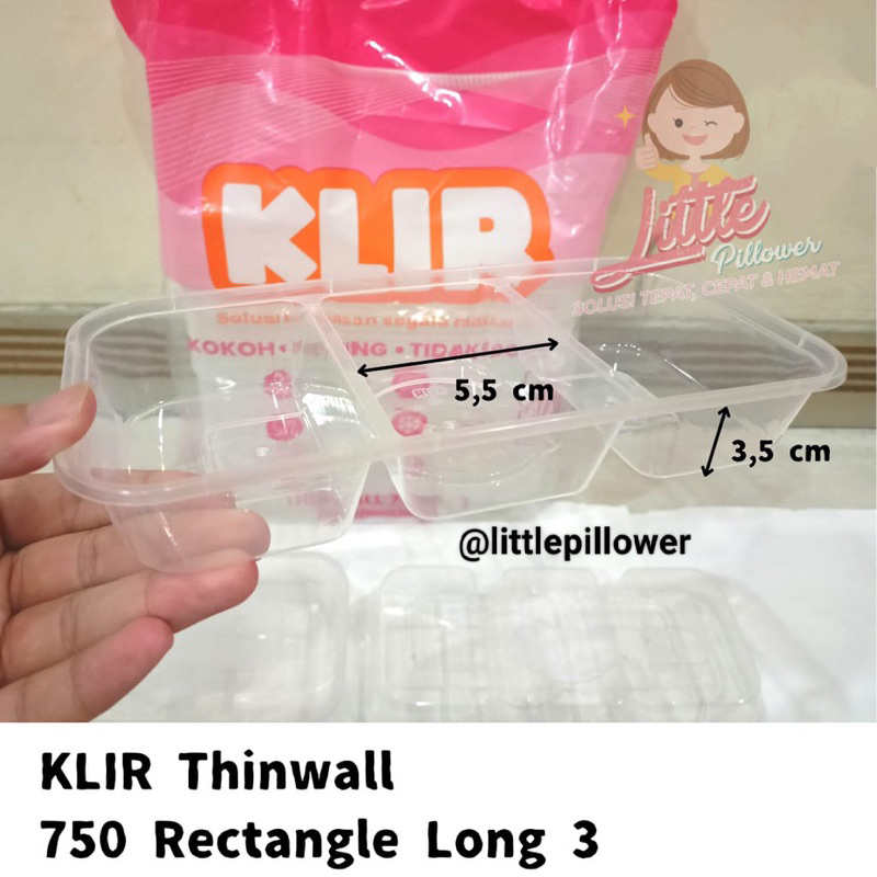 (RL3) Thinwall Klir Rectangle Long Food Grade Super Bening 750ml