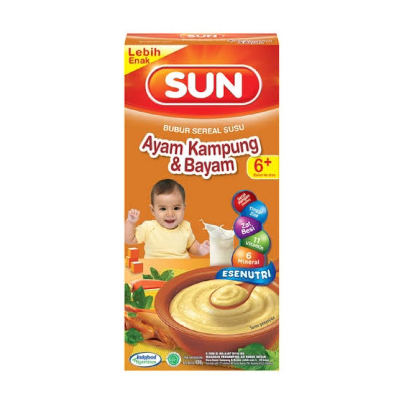 SUN BUBUR CEREAL 120gr BOX / SUN MPASI BUBUR BAYI 6 BULAN / MPASI 6 BULAN / SUN BERAS MERAH / SUN PISANG / SUN KACANG HIJAU / SUN MPASI 6 BULAN / BUBUR BAYI