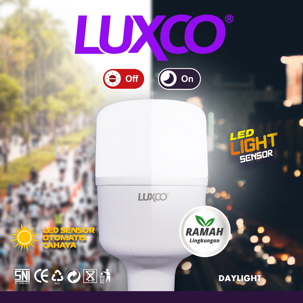 &quot;45RB TERANG BENDERANG&quot; Lampu Led Sensor Otomatis Menyala Saat Kondisi Gelap Merk Luxco 15WATT, 20 WATT, 25 WATT&amp; 30 WATT FREE ONGKIR